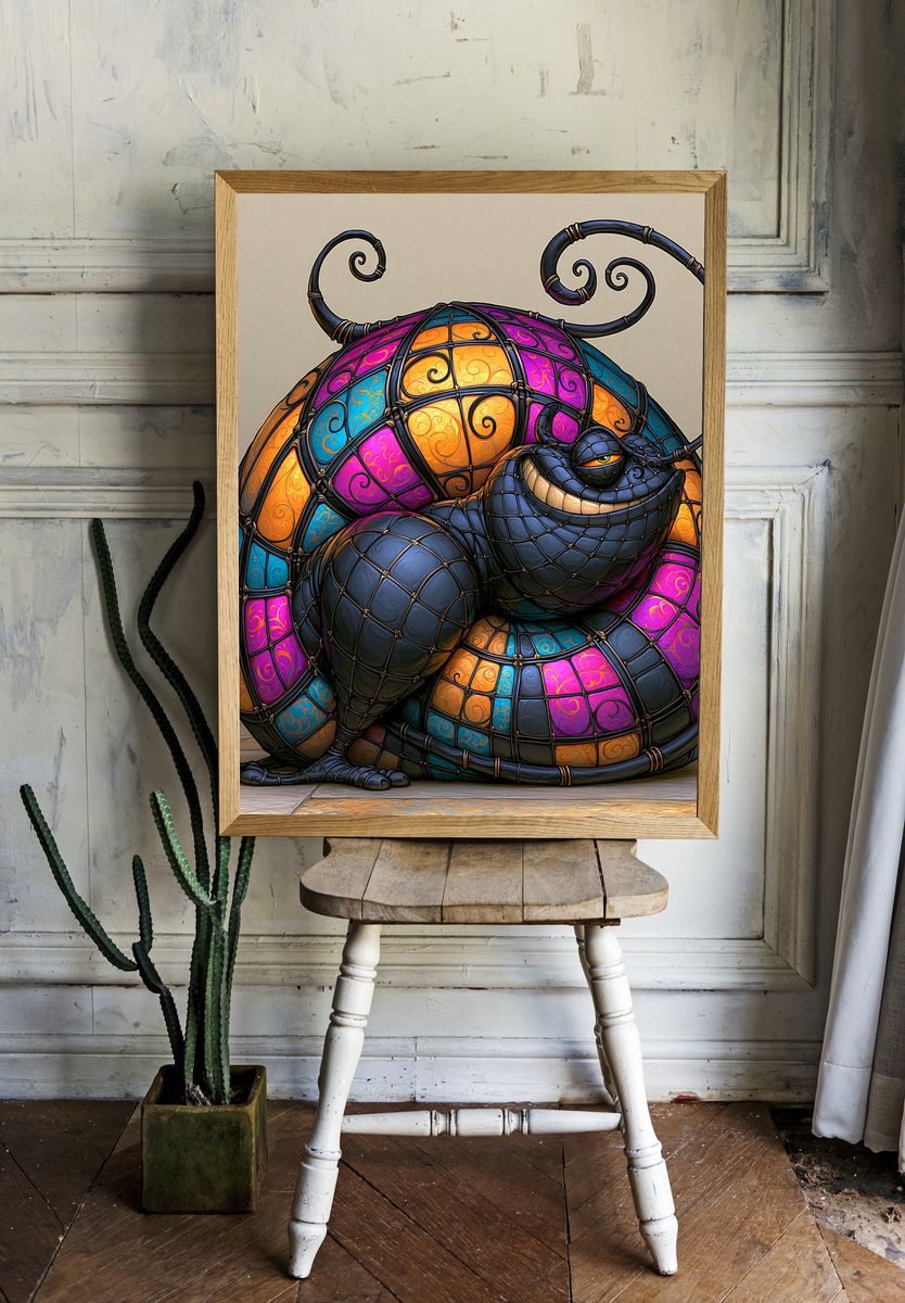 Stained Glass Cat Illustration Poster. room preview