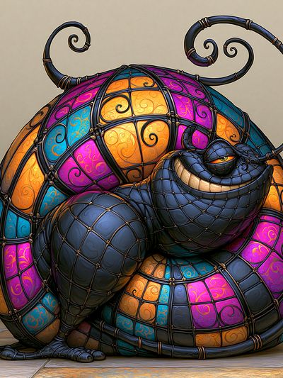 Stained Glass Cat Illustration Poster. poster