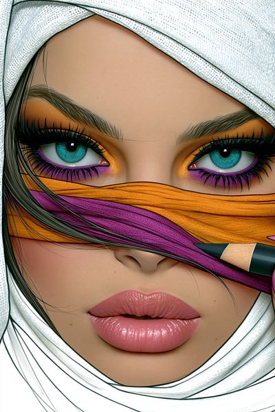 Veiled Beauty Illustration Poster. poster