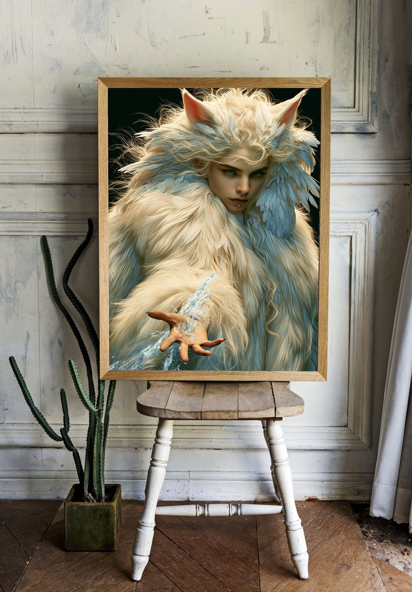 Frosted Fox Spirit Portrait Poster. room preview