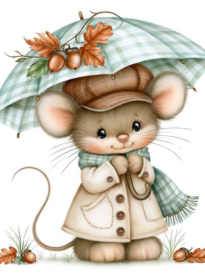 Autumn Mouse Illustration Poster.