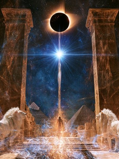 Celestial Eclipse Temple Print. poster