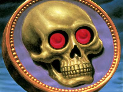 Golden Skull Fantasy Print. poster
