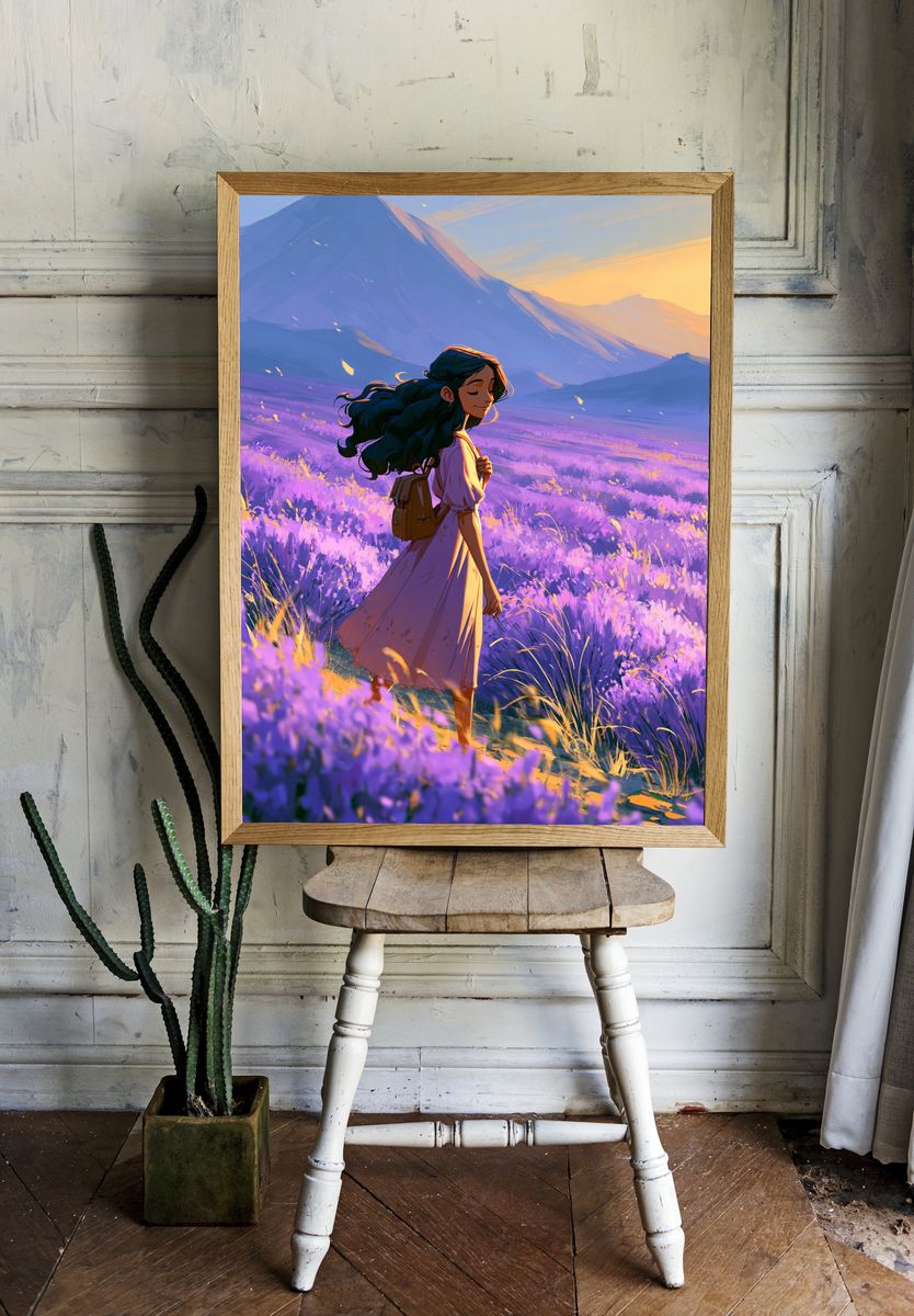 Lavender Mountain Wanderer Print. — room view 1