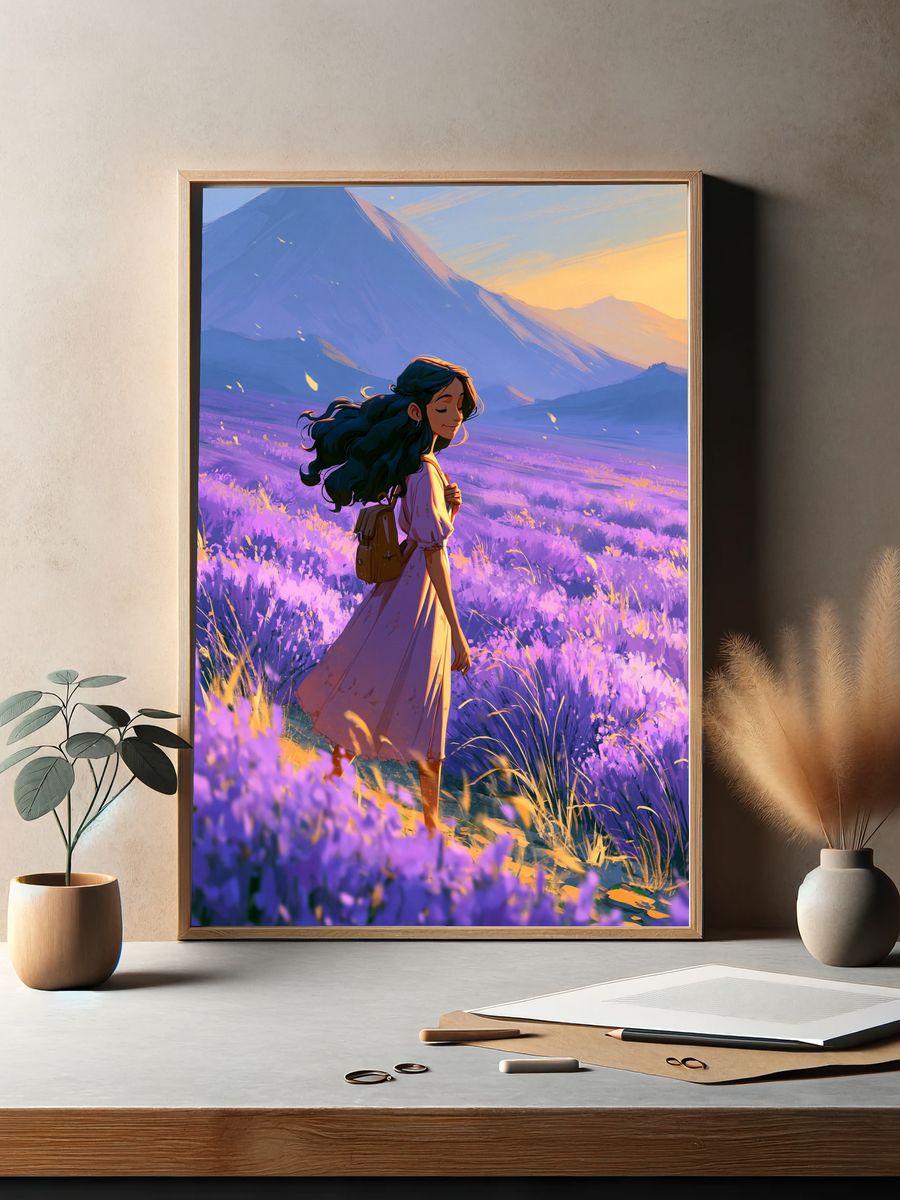 Lavender Mountain Wanderer Print. — room view 2
