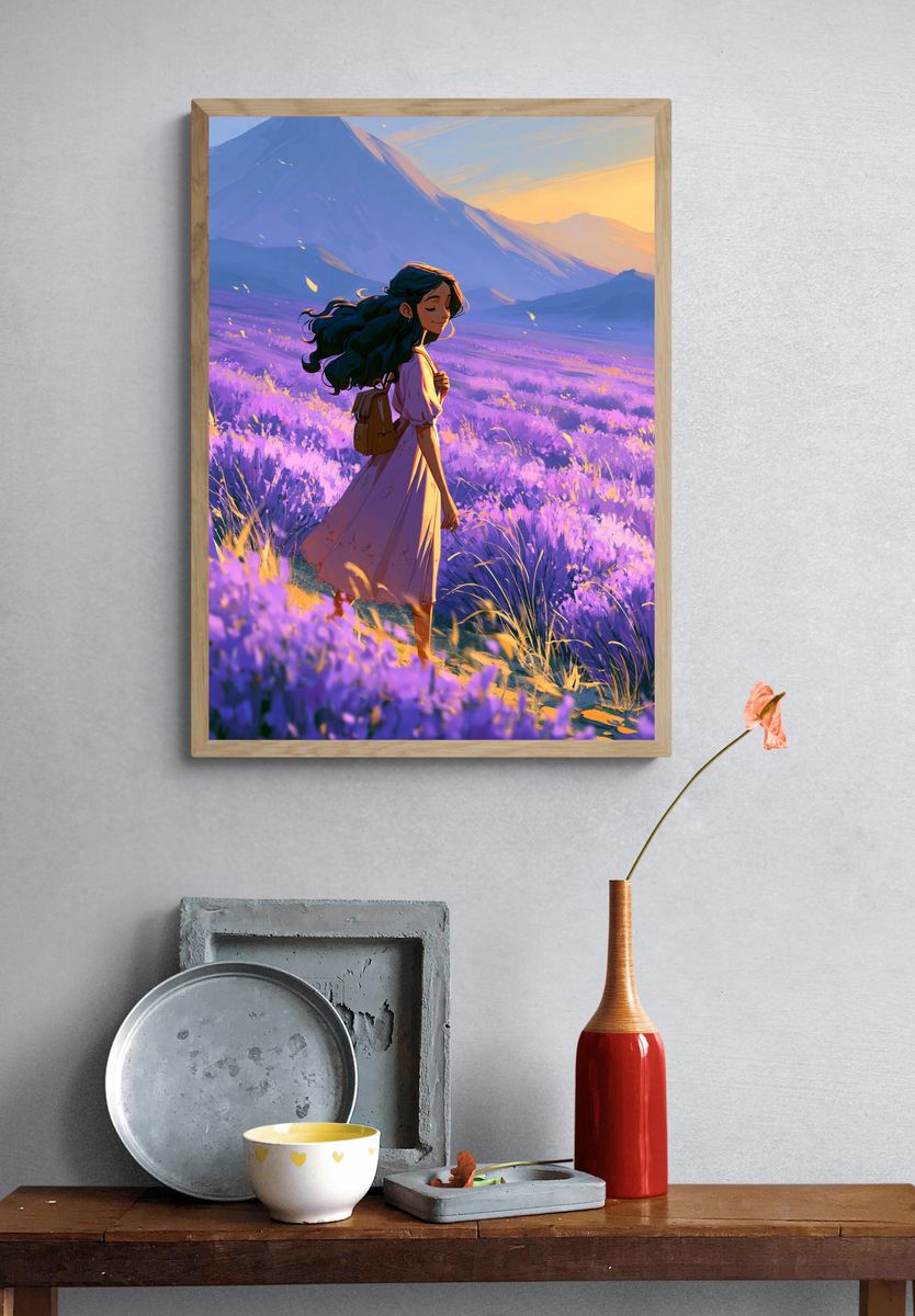 Lavender Mountain Wanderer Print. — room view 3