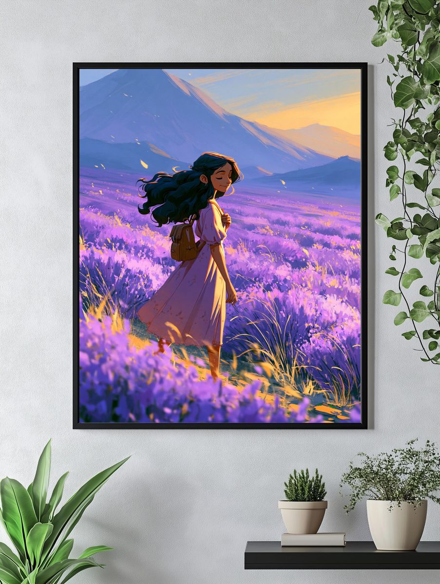 Lavender Mountain Wanderer Print. — room view 4