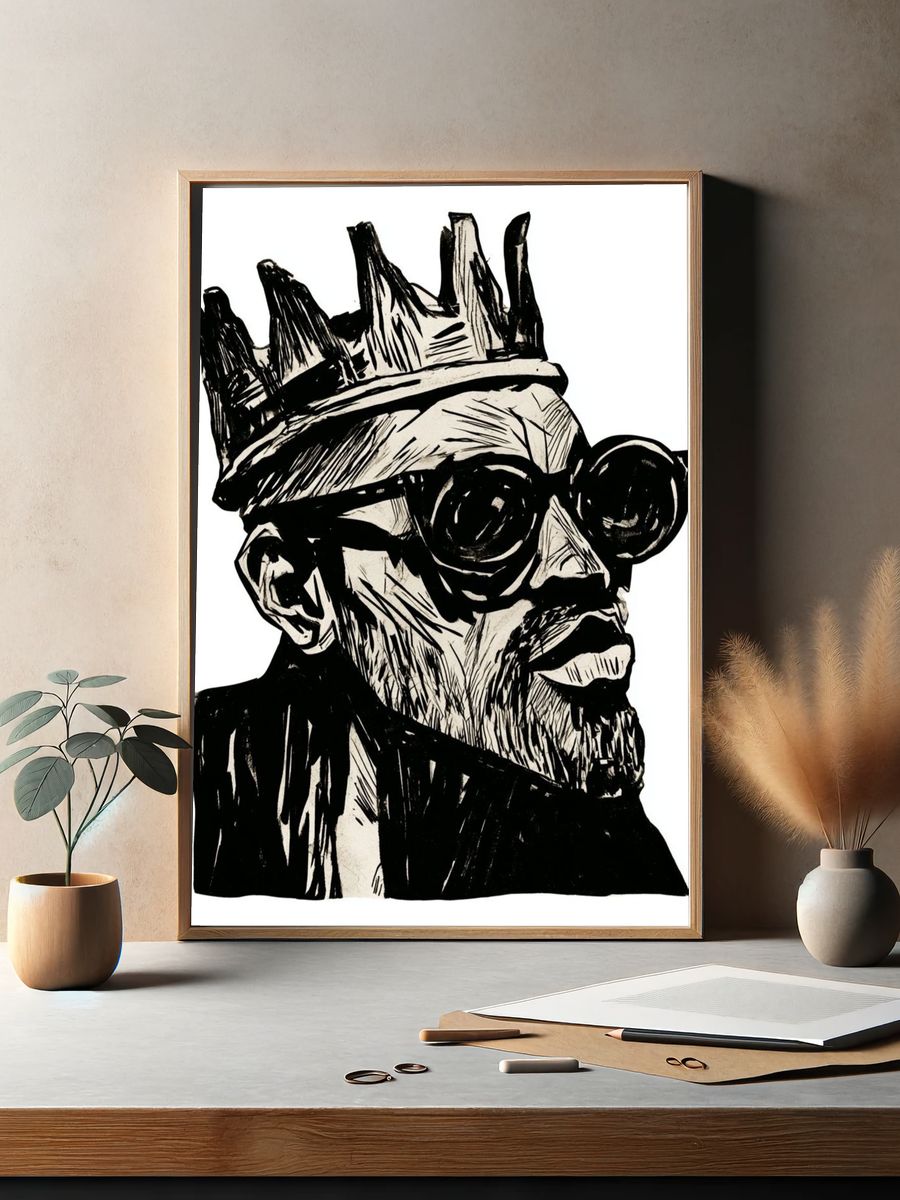 Crowned Portrait Ink Print. — room view 2