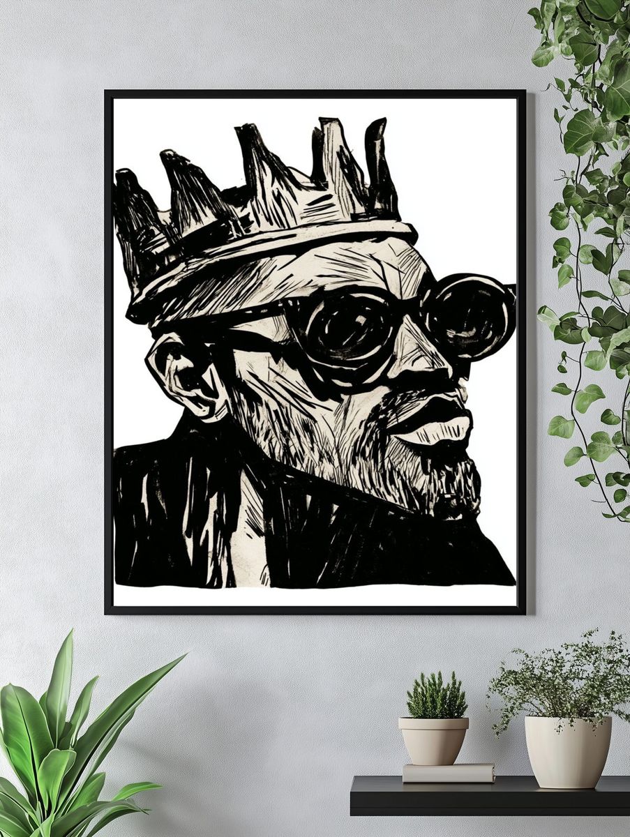 Crowned Portrait Ink Print. — room view 4