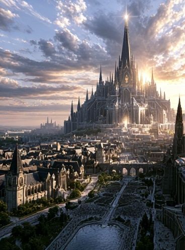 Fantasy Castle Cityscape Poster. poster — illustration art