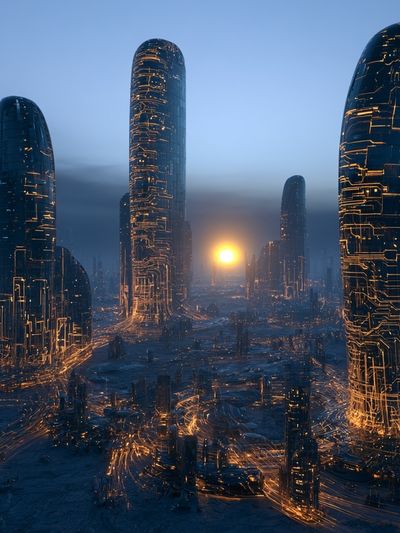 Futuristic Cityscape — Digital Art Print.