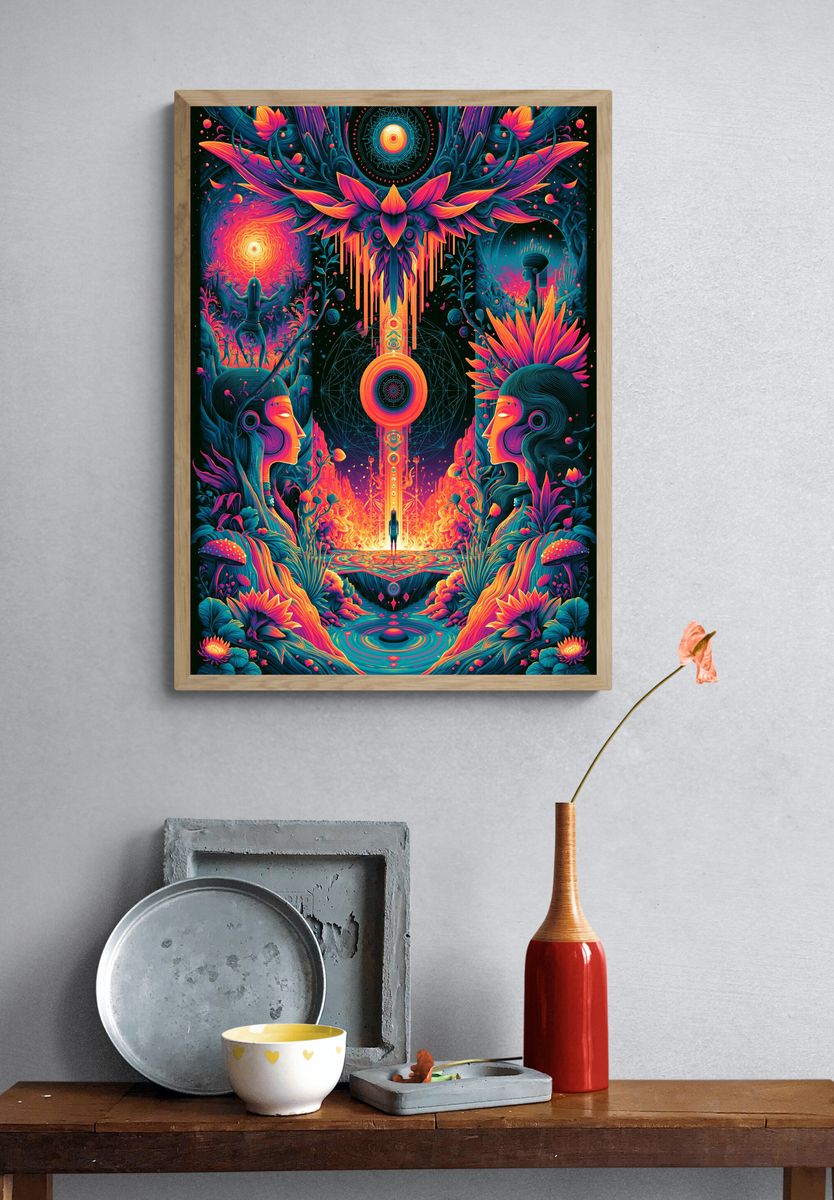 Psychedelic Lotus Portal Print. — room view 3