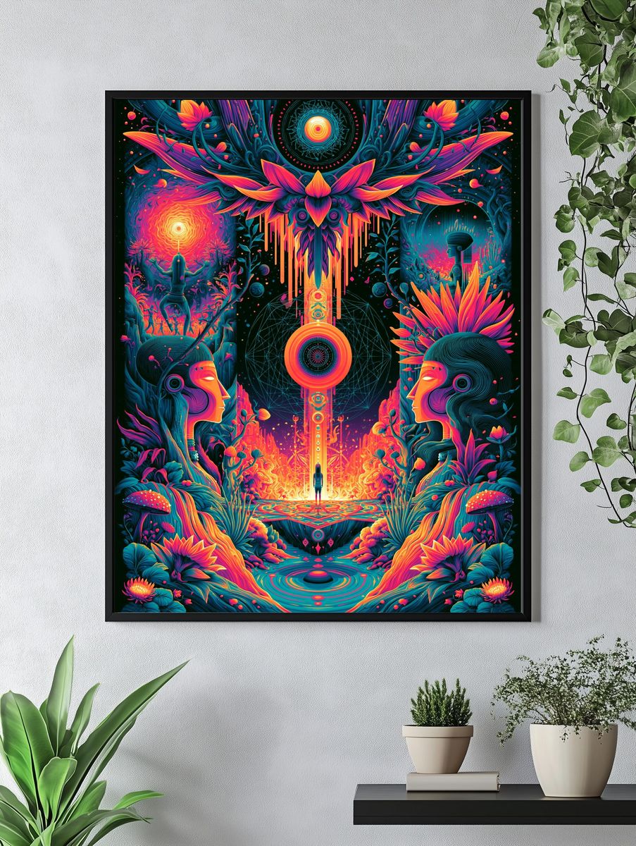 Psychedelic Lotus Portal Print. — room view 4