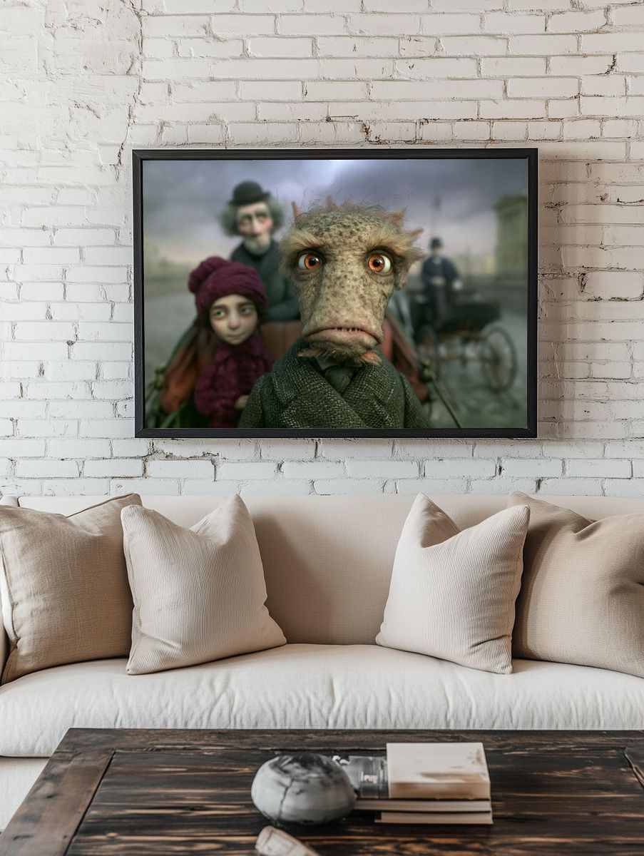 Surreal Goblin Family Illustration Poster. room preview