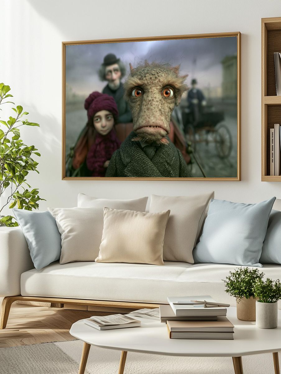 Surreal Goblin Family Illustration Poster. — room view 2