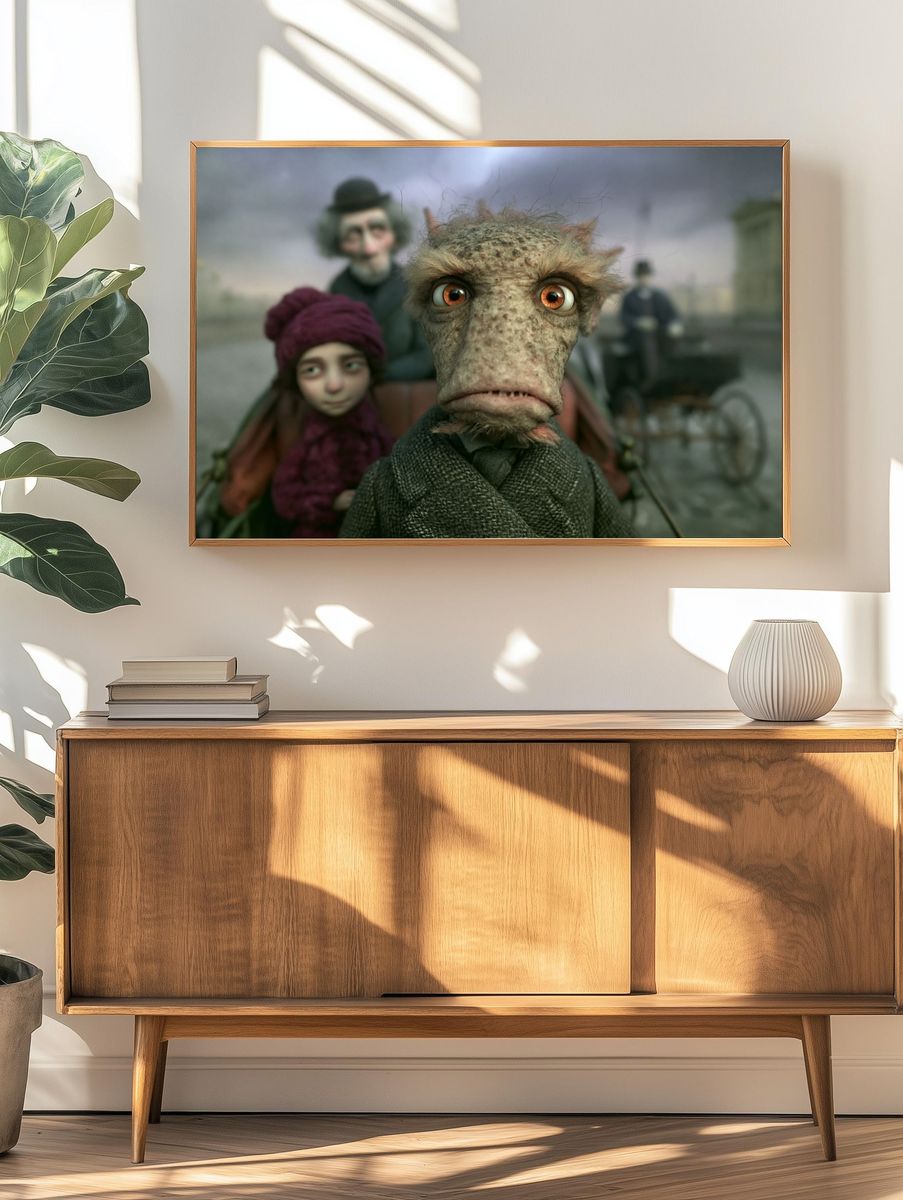 Surreal Goblin Family Illustration Poster. — room view 3