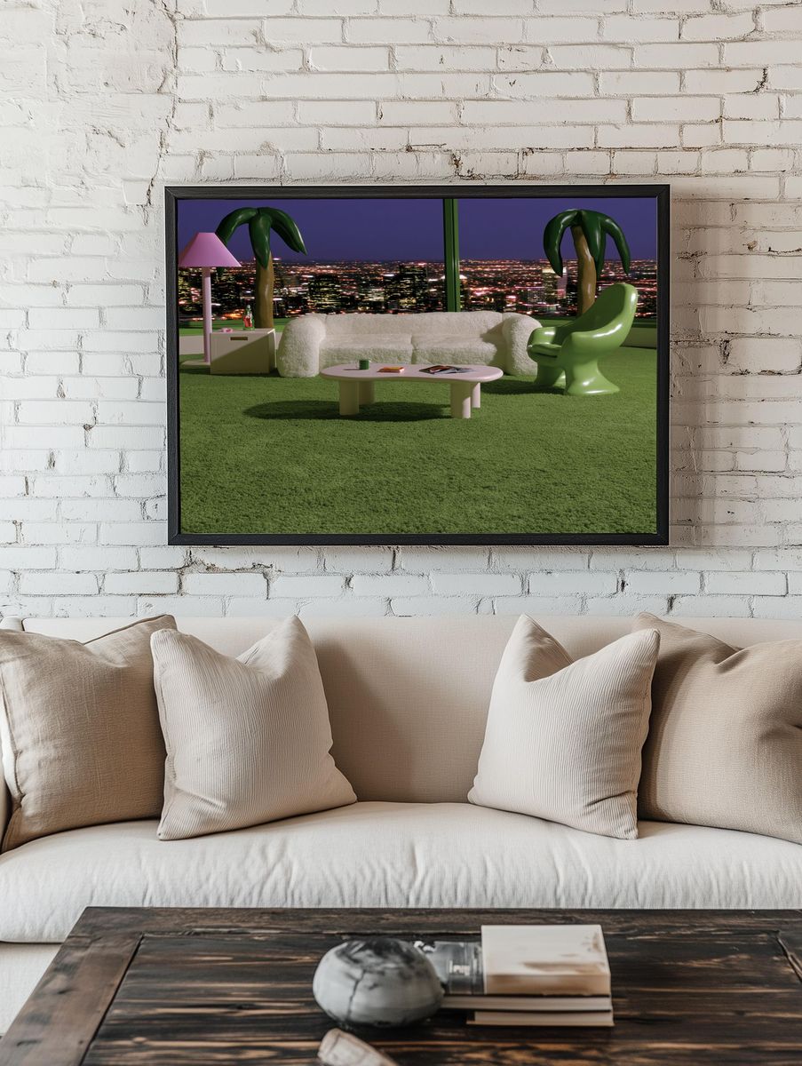 Retro Palm Lounge — Illustration Print. room preview