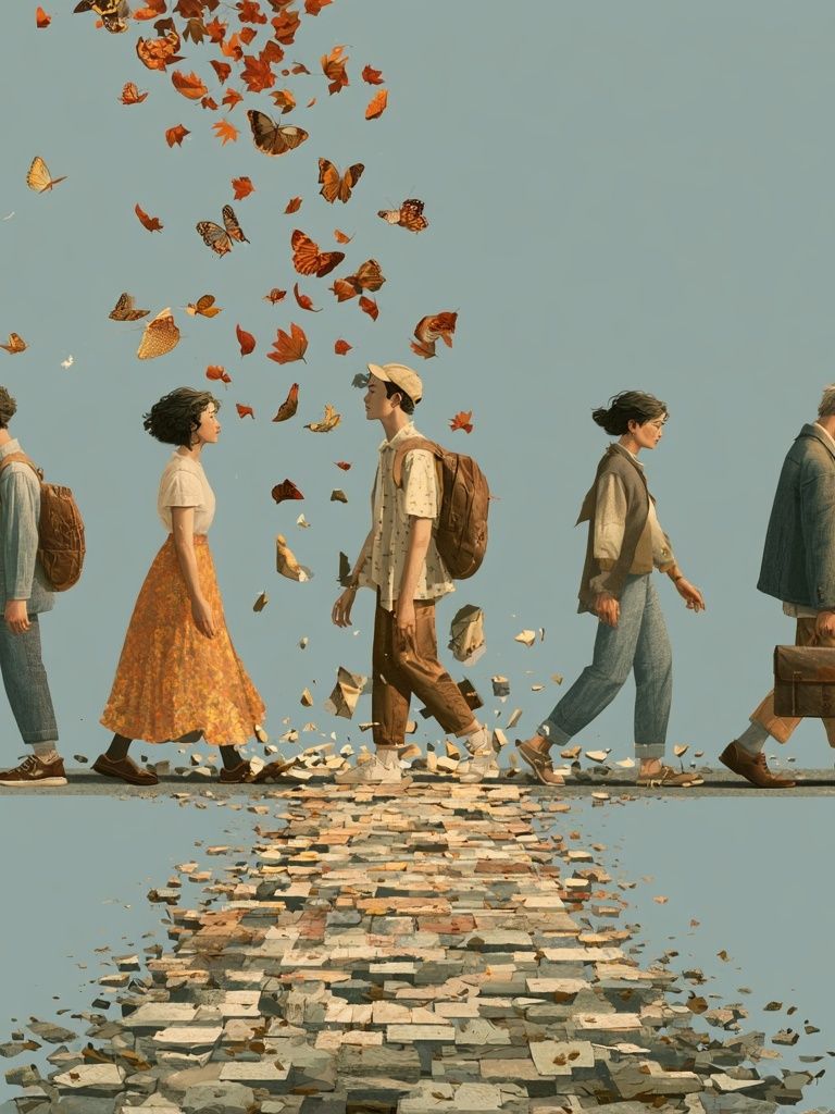 Butterfly Walkers Illustration Print. poster detail