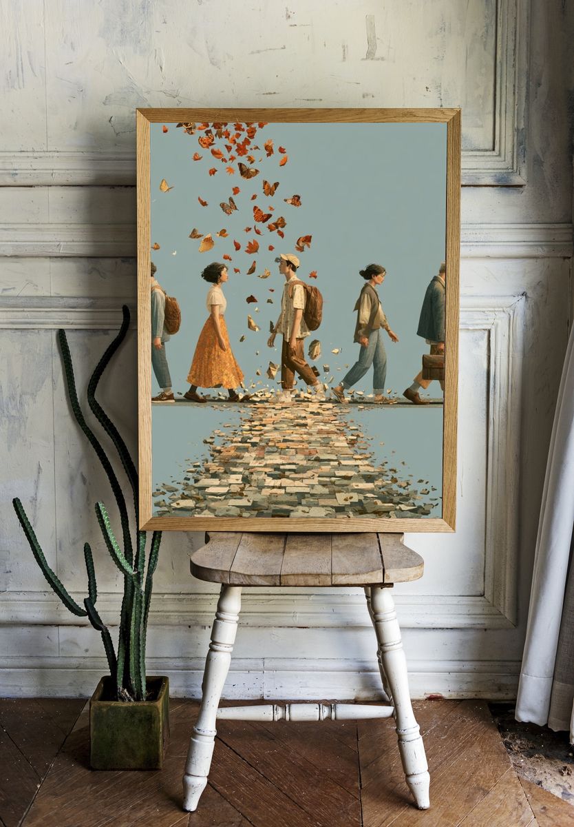 Butterfly Walkers Illustration Print. — room view 1