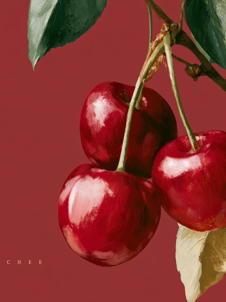 Cherry Still Life Illustration Poster. poster — illustration art