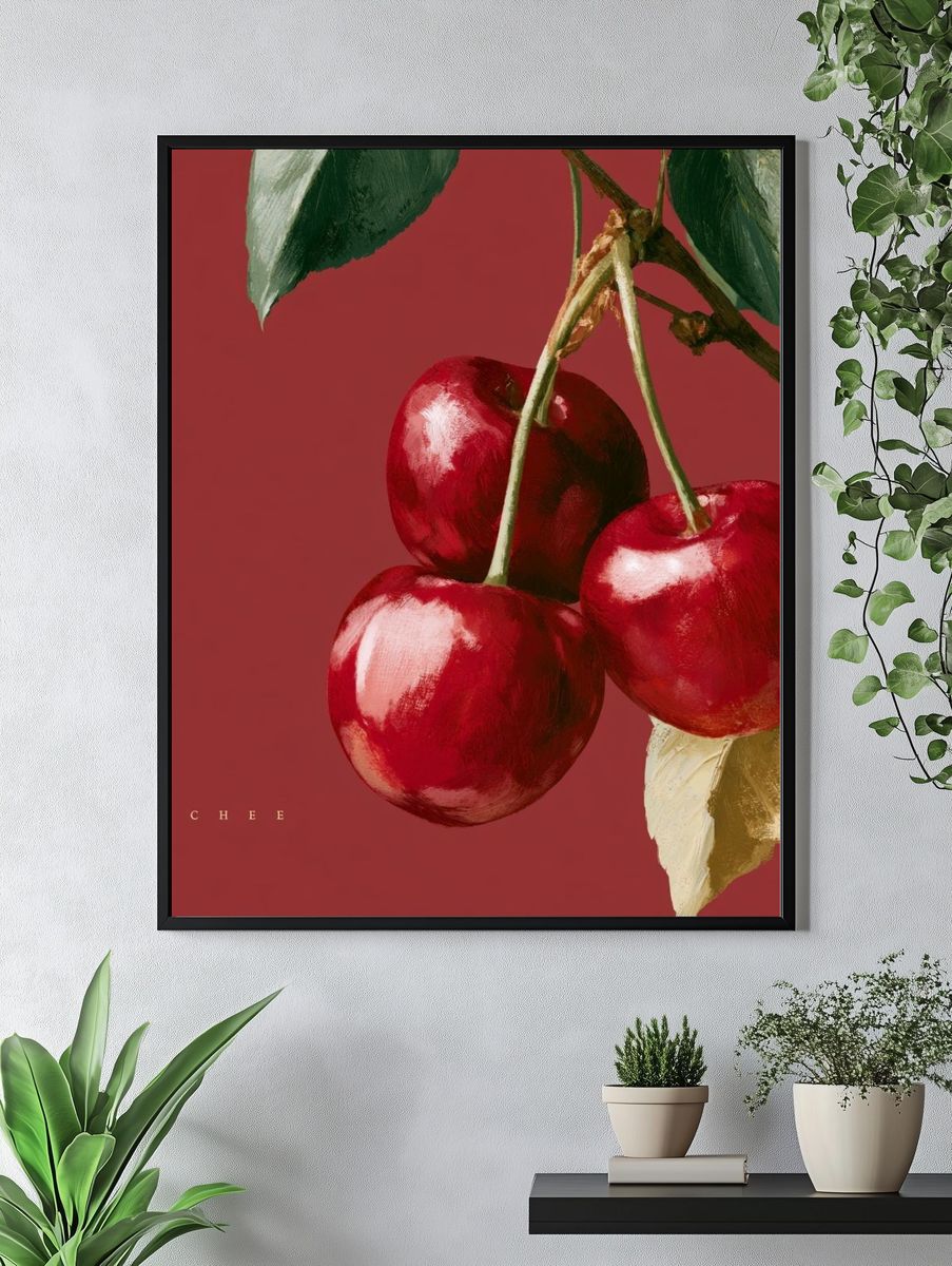 Cherry Still Life Illustration Poster. — room view 4