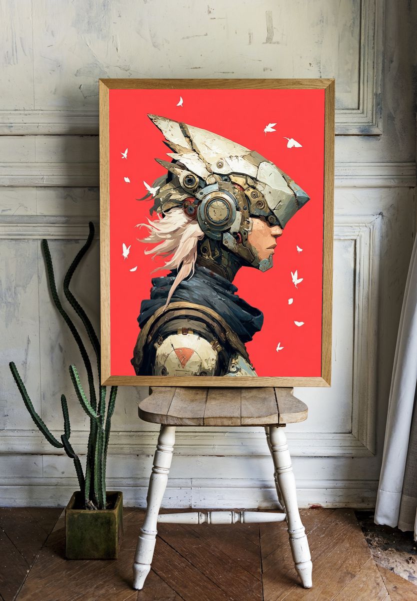 Cyber Warrior Portrait Print. — room view 1