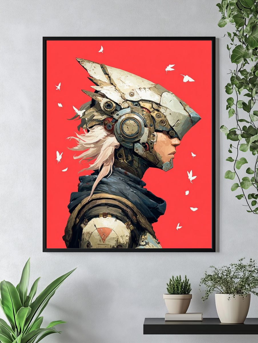 Cyber Warrior Portrait Print. — room view 4
