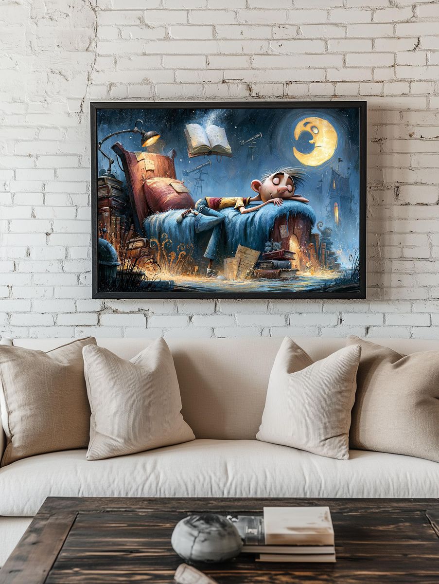 Dreaming Boy Illustration Poster. room preview