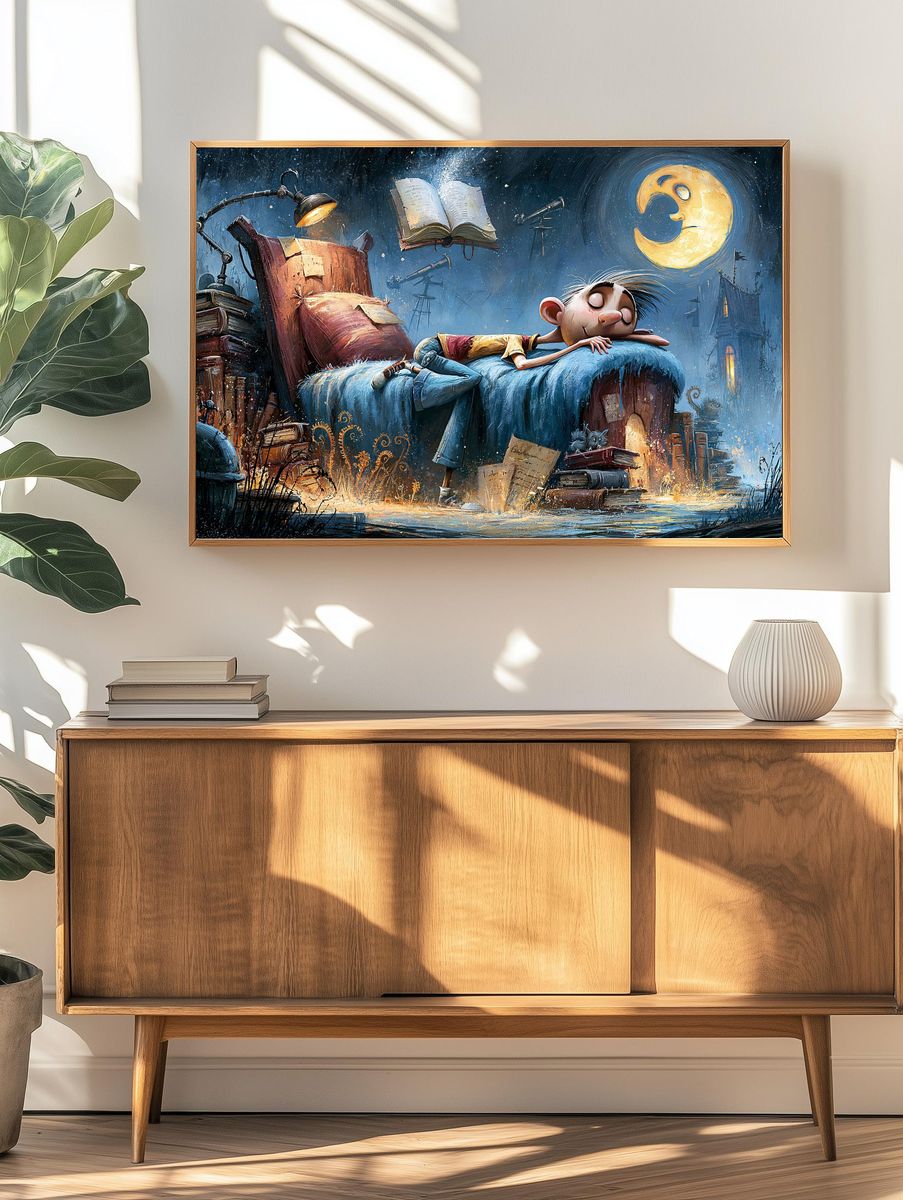 Dreaming Boy Illustration Poster. — room view 3