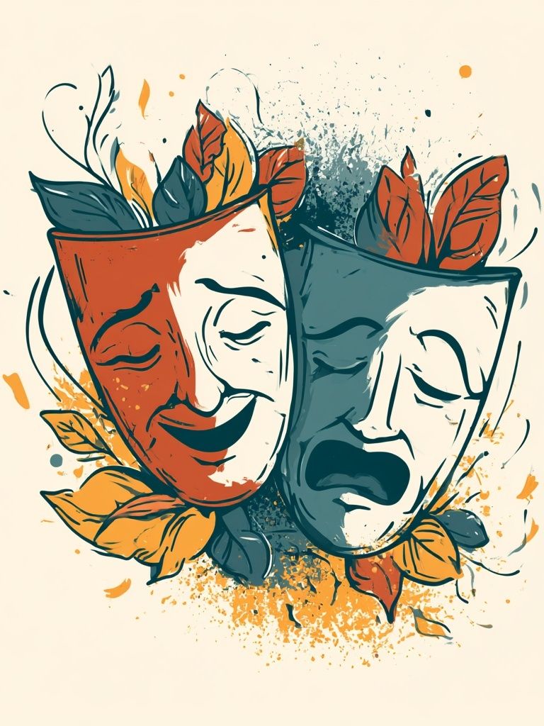 Theater Masks Illustration Poster. poster — illustration art