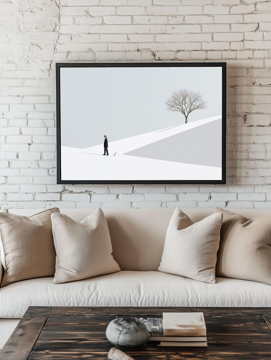 Solitary Figure Minimalist Print. room preview