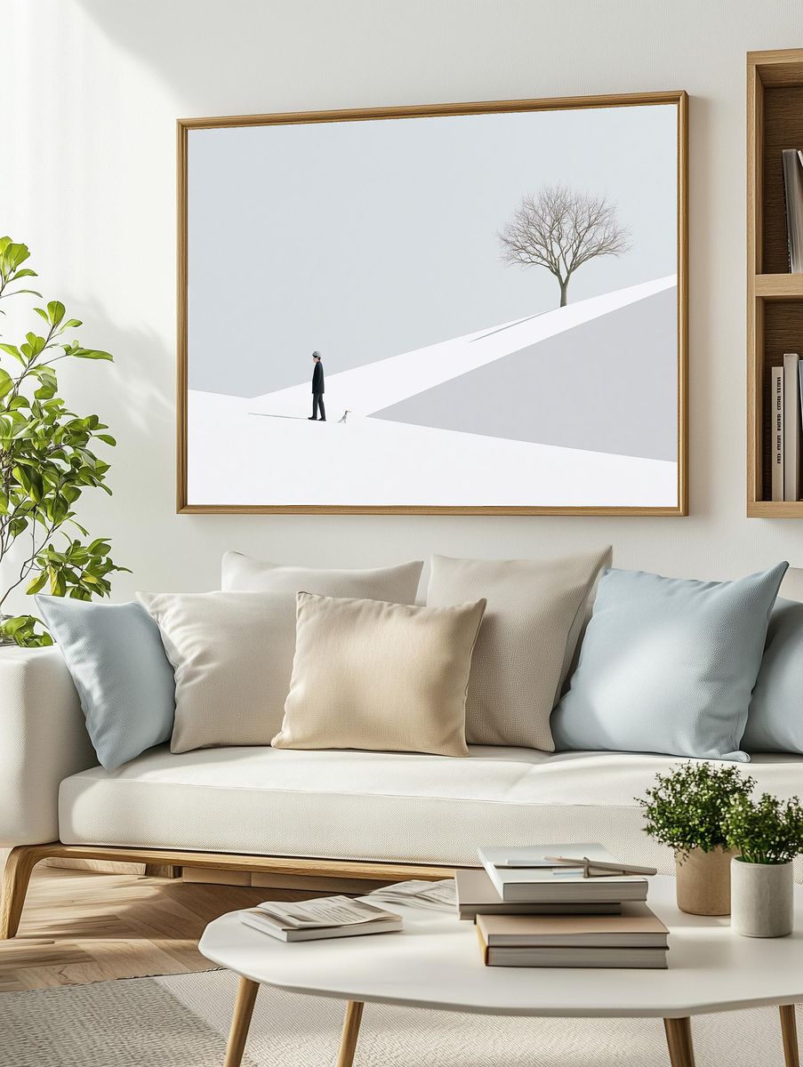Solitary Figure Minimalist Print. — room view 2