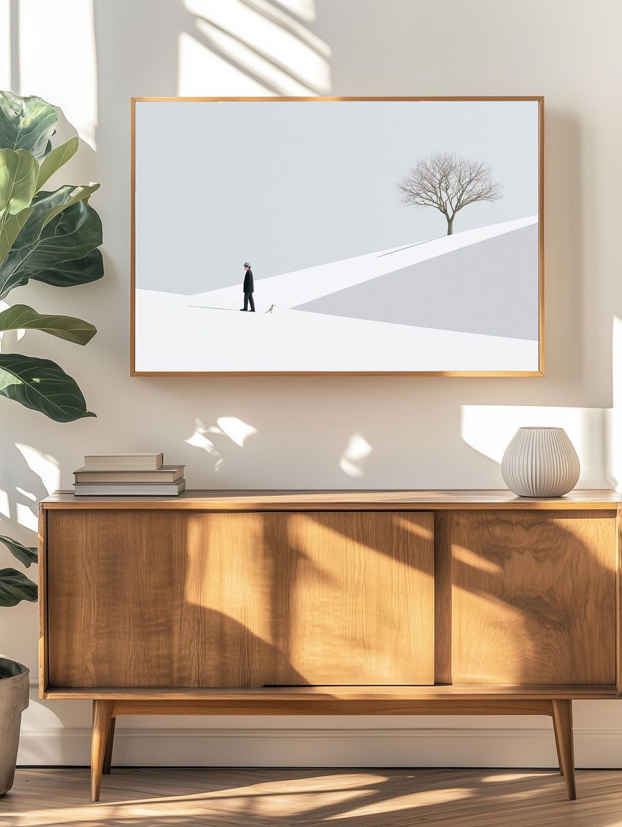 Solitary Figure Minimalist Print. — room view 3