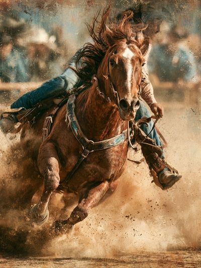 Galloping Horse Rodeo Illustration Poster. poster