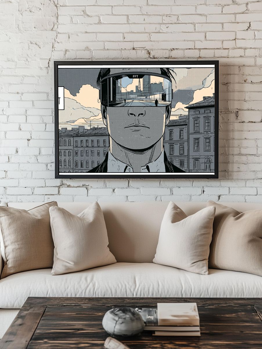 Cyberpunk City Vision Illustration Poster. room preview