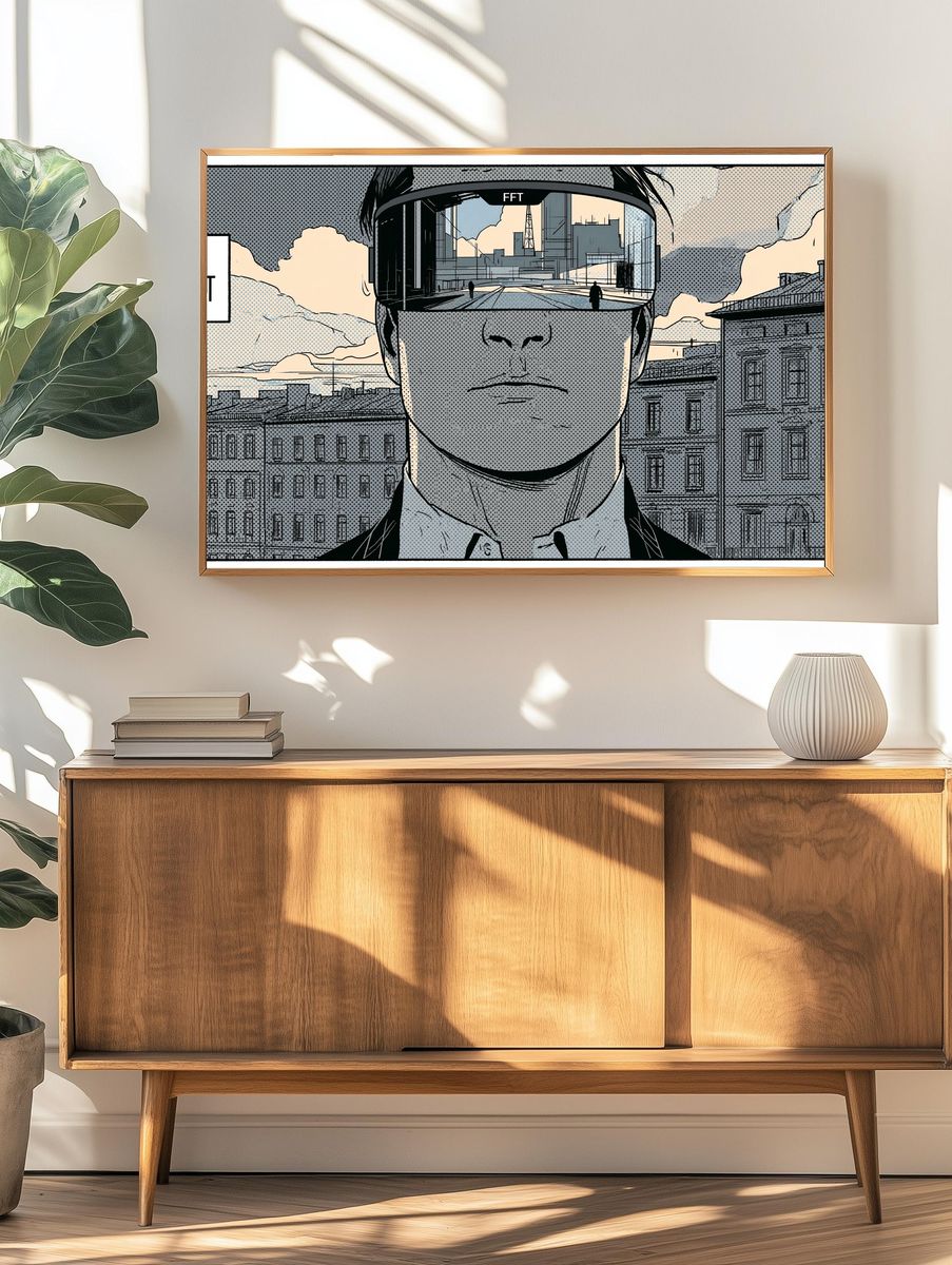 Cyberpunk City Vision Illustration Poster. — room view 3
