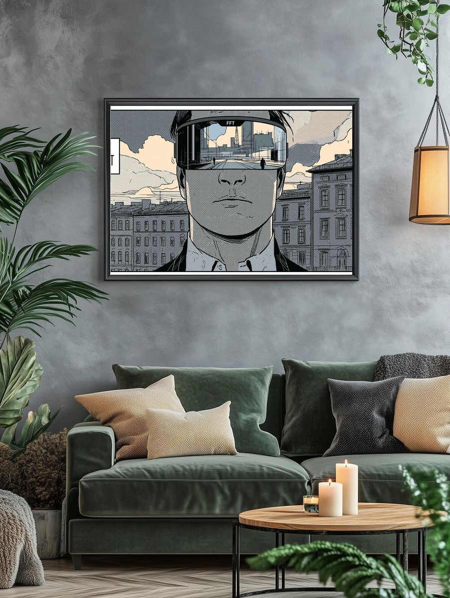 Cyberpunk City Vision Illustration Poster. — room view 4