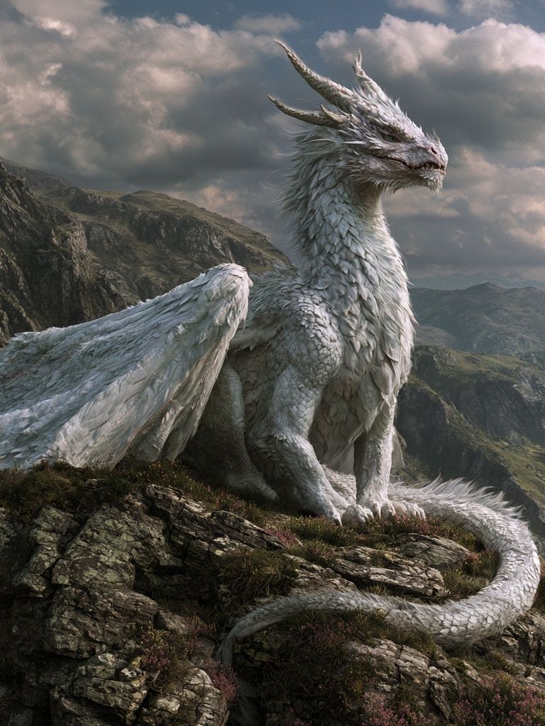 White Dragon Mountain Illustration Poster. poster detail
