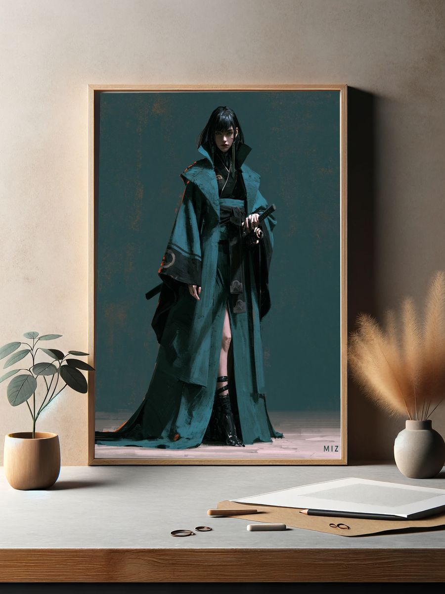 Mizukami Samurai Portrait Print. — room view 2