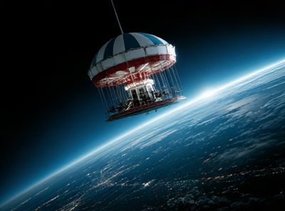 Floating Carousel in Space Poster. poster