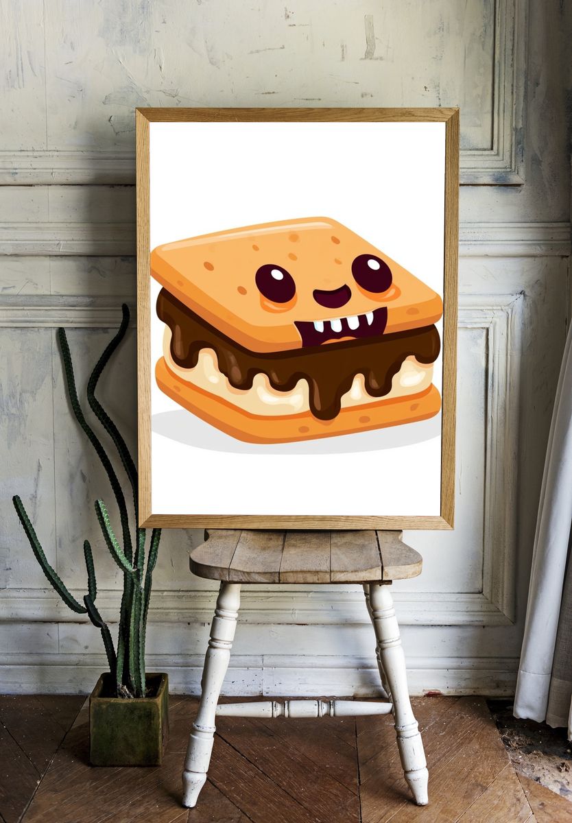 Cute S'mores Cartoon Poster. room preview