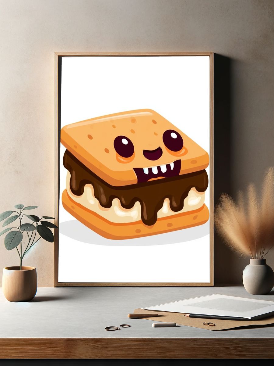 Cute S'mores Cartoon Poster. — room view 2
