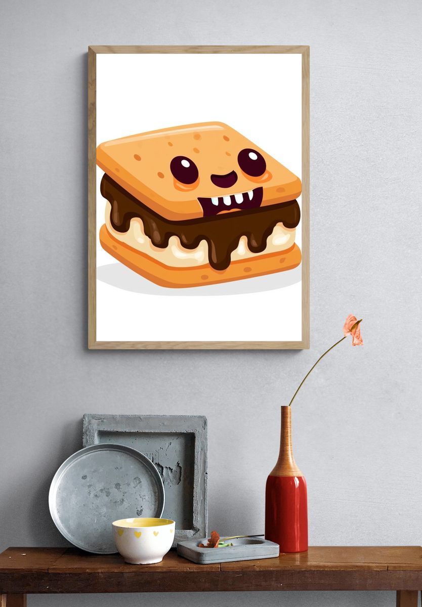 Cute S'mores Cartoon Poster. — room view 3