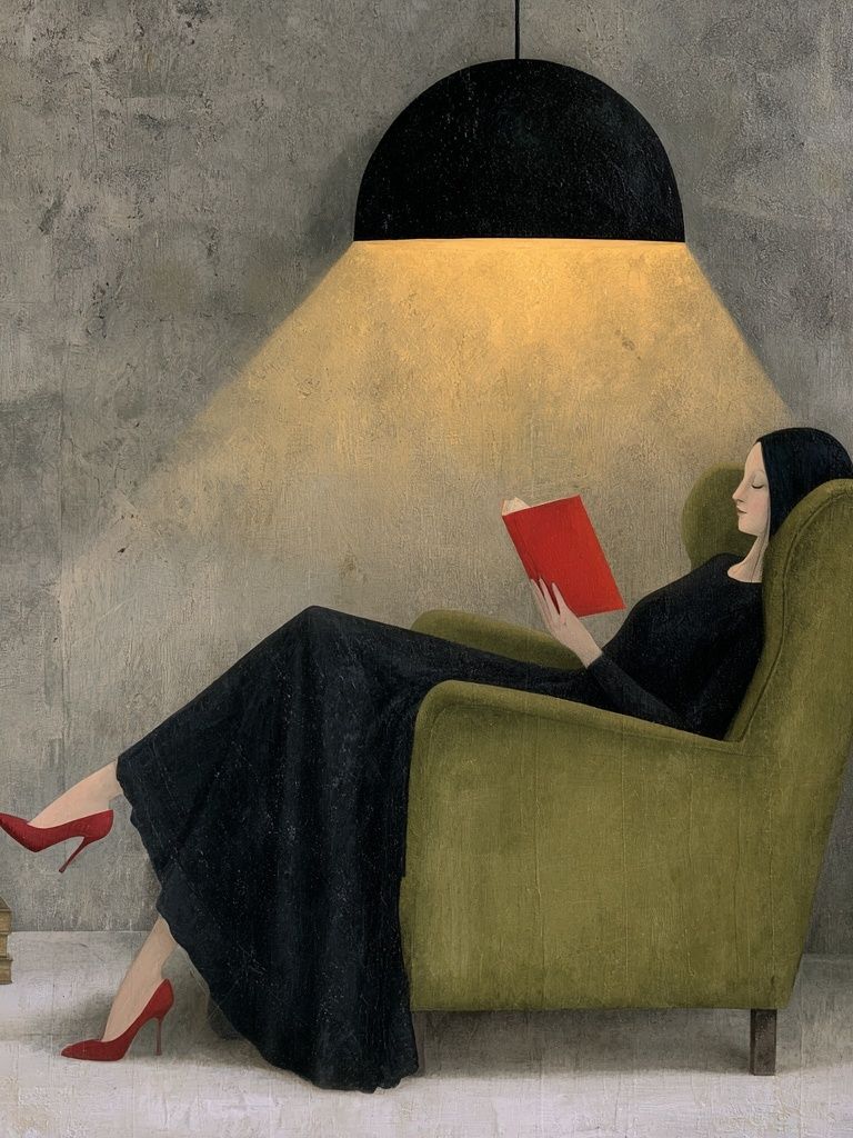 Reading Woman Surrealist Poster. poster detail