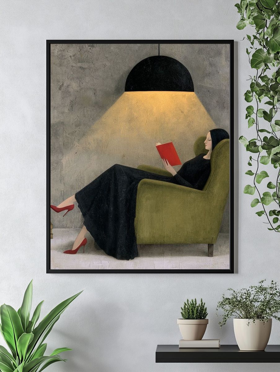 Reading Woman Surrealist Poster. — room view 4
