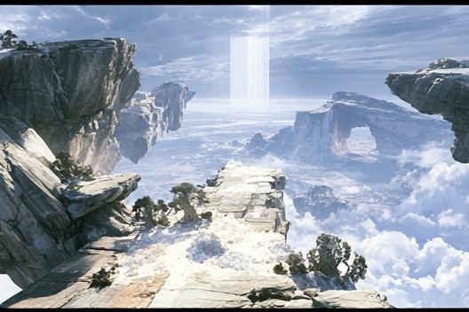 Floating Cliffs Fantasy Landscape Poster. poster detail
