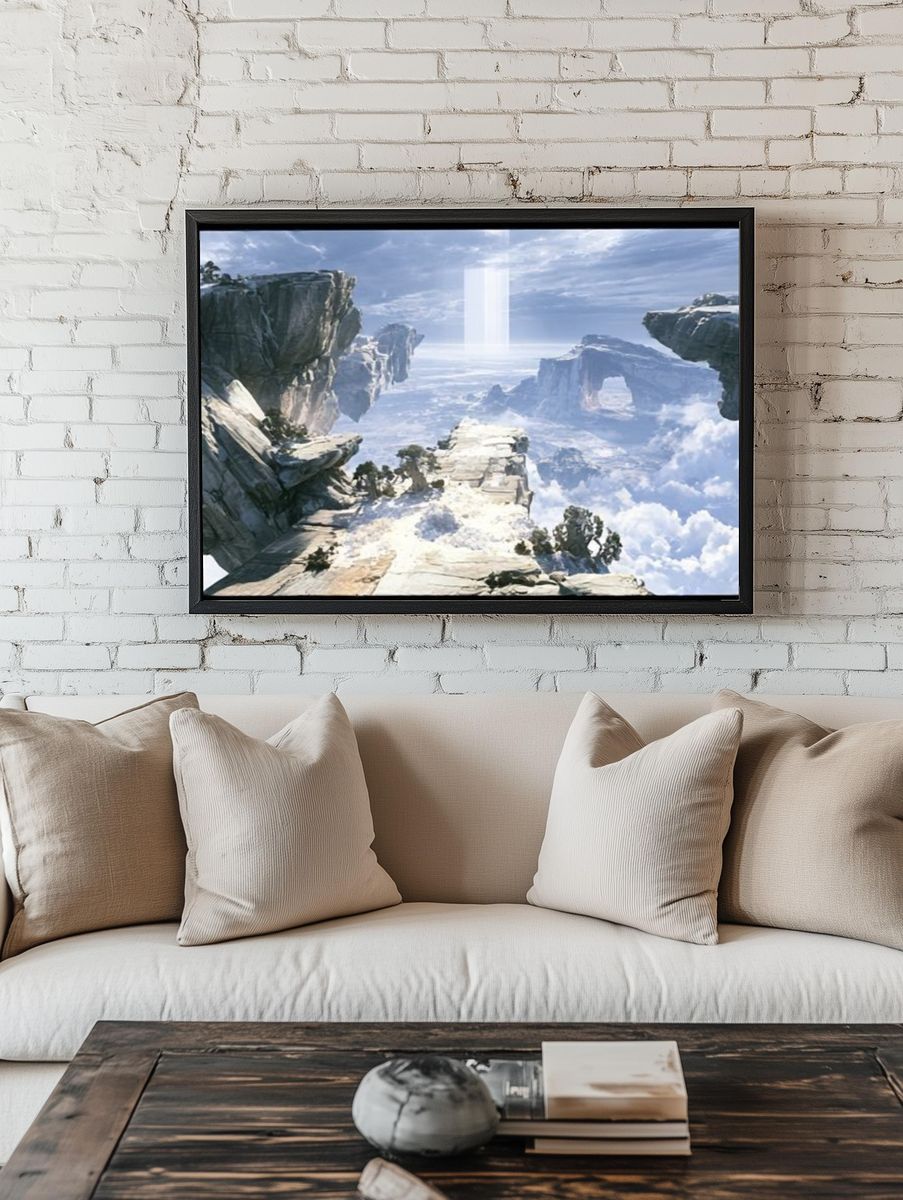 Floating Cliffs Fantasy Landscape Poster. — room view 1