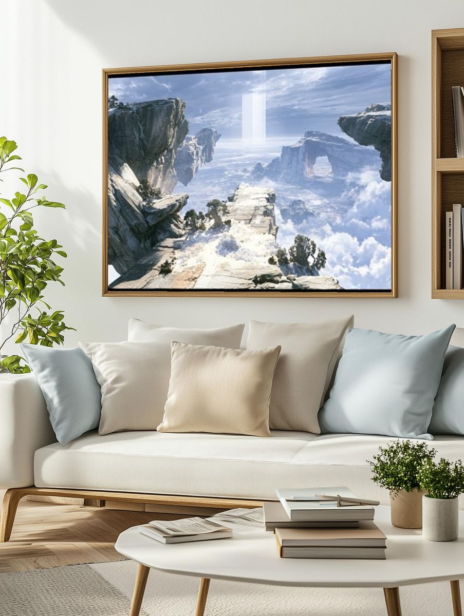 Floating Cliffs Fantasy Landscape Poster. — room view 2