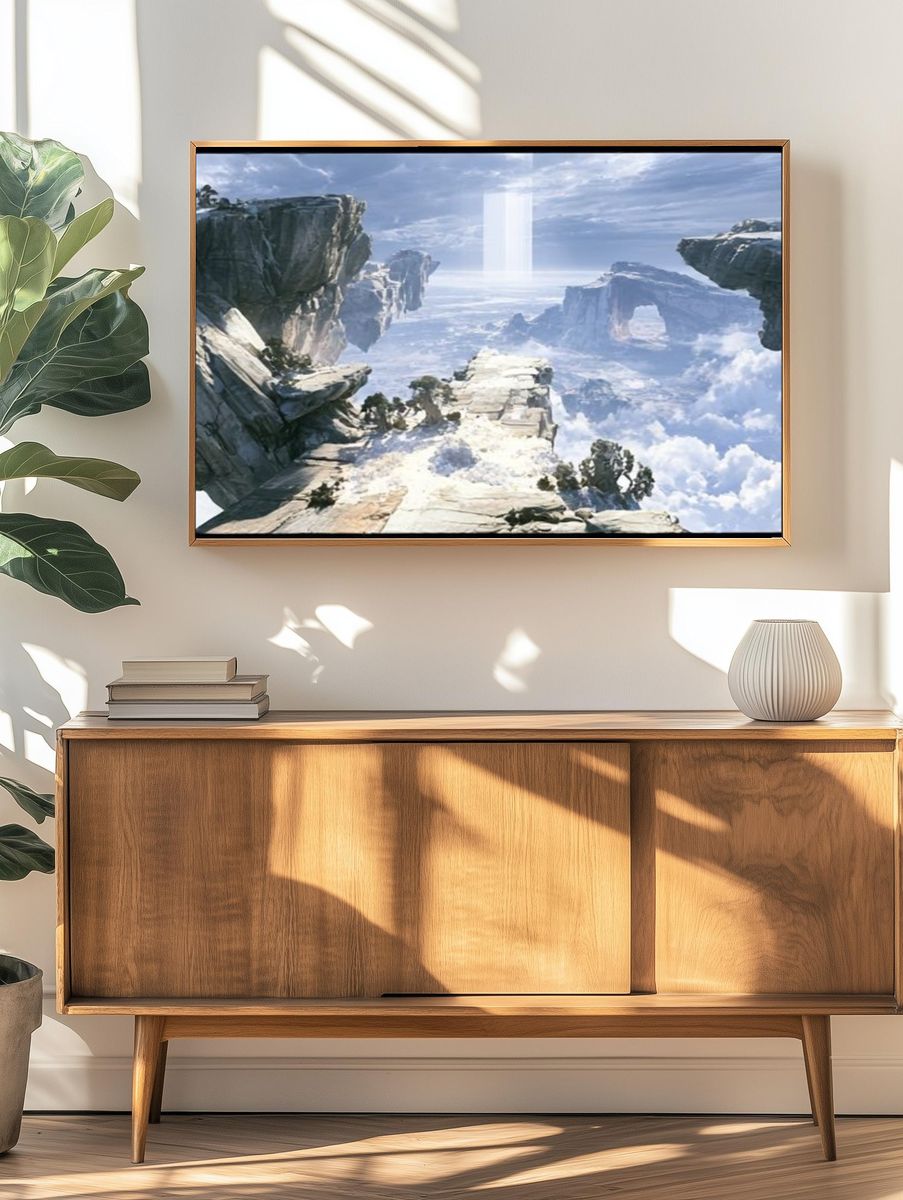 Floating Cliffs Fantasy Landscape Poster. — room view 3