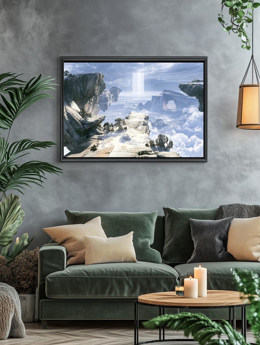 Floating Cliffs Fantasy Landscape Poster. — room view 4
